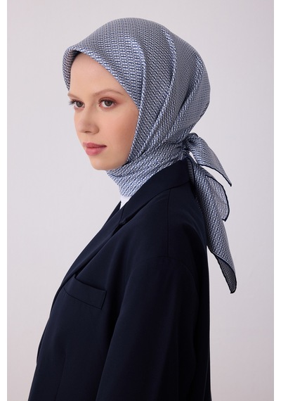 Monogram Desen Saf İpek Twill Eşarp - 2026 İlkbahar-yaz T 4321 Lacivert