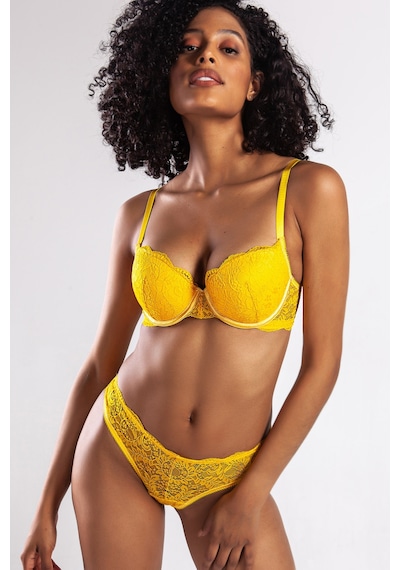 Lenaca G.colors Balconette Foam Push Up Bra, Sarı Konforlu Ve Şık Sütyen Çok Renkli