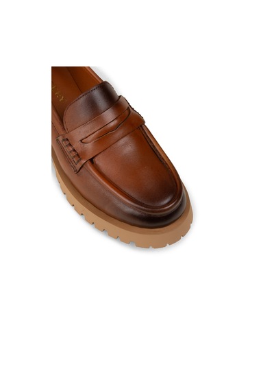 Deery Kadın Hakiki Deri Taba Rengi Loafer Ayakkabı - 02034ztbac02
