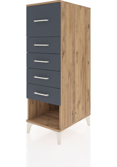 Kronos Dolap 5 Çekmeceli 44x59x134 Çam-antrasit Atlas Çam