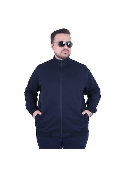 Starbattal Büyük Beden Basic Mevsimlik Fermuarlı Sweatshirt 22750 Lacıvert Lacivert