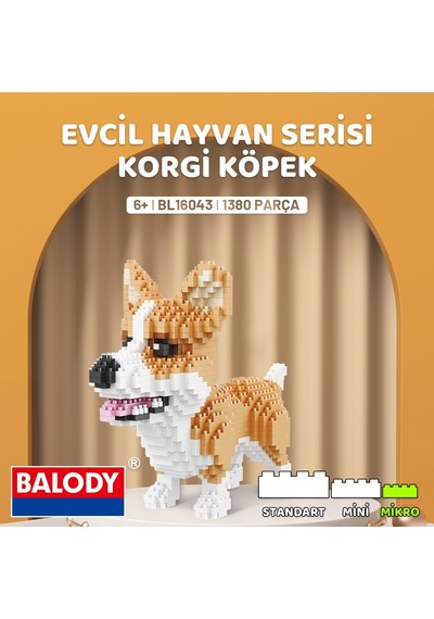 Balody Evcil Hayvan Serisi Korgi Köpek Bl16043 Mikro Blok Yapı Oyuncakları Seti