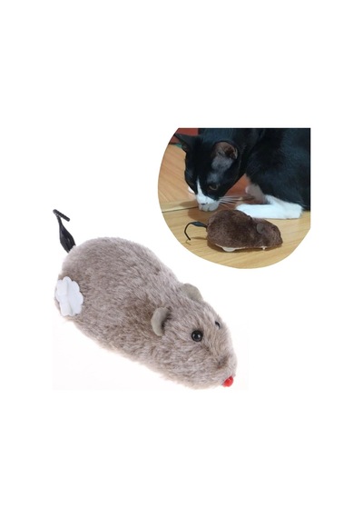 Oyuncak Kurmalı Kedi Eğitim Oyuncağı Tüylü Peluş Fare Yakalama İnteraktif Eğlenceli