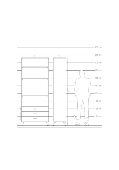 Arges Dolap 4 Raflı 3 Çekmeceli 88x30x221 Antrasit-antrasit Antrasit
