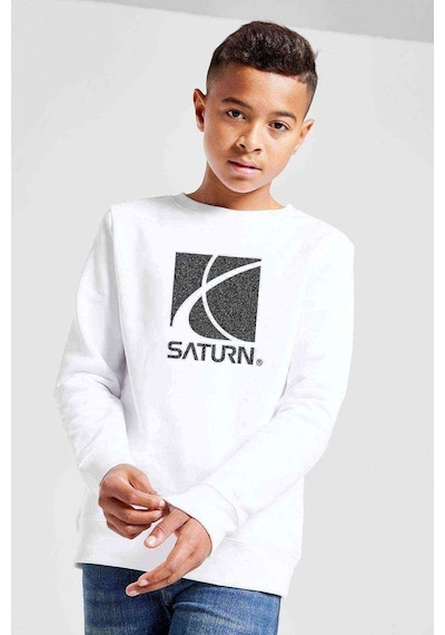 Tshirthane Saturn Baskılı Unisex Çocuk Beyaz Sweatshirt (528556881) Beyaz