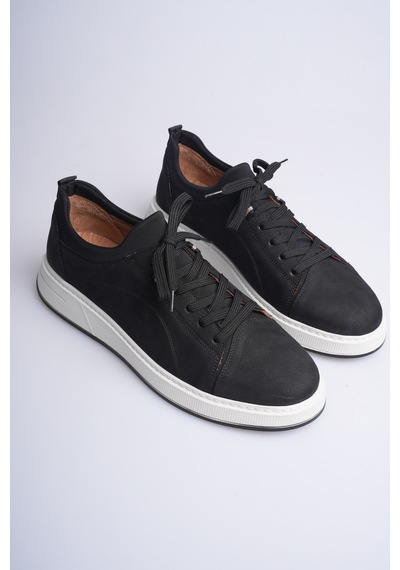 Fame Step Hakiki Deri Erkek Sneaker Ayakkabı Günlük Rahat Ortopedik Spor Como Siyah