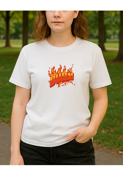 Hugo Boss Burn Baskılı T-shirt Beyaz