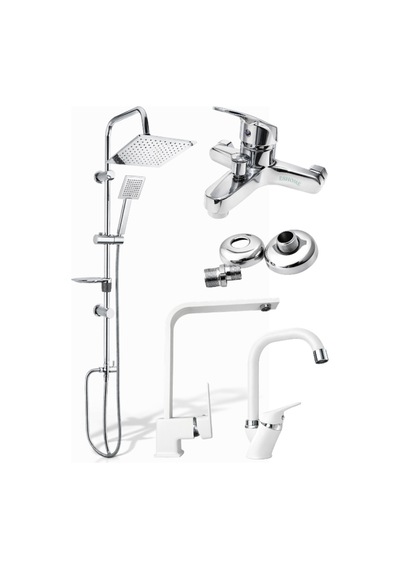 4'lü Beyaz Ve Krom Set Şık Tasarım Banyo - Lavabo - Mutfak Bataryası Diğer