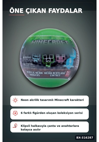 Karanlıkta Parlayan Figür Anahtarlık Sürpriz Paket - Neon Akrilik 1 Adet Bx-316287