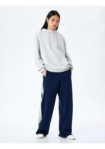 Koton Kapüşonlu Kanguru Cepli Pamuklu Basic Sweatshirt Kar Melanj 5sal10472ık Gri Melanj