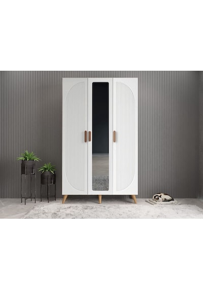 Robe Membran 3 Kapaklı Portmanto Montaj Dahil Meşe Beyaz 120 Cm