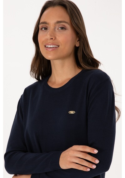 U.S. Polo Assn. Kadın Lacivert Bisiklet Yaka Basic Kazak 50307735-VR033