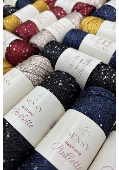 Sensy Paillette Pullu Polyester Makrome İpi Polyester Makrome İp Supla İpi Pullu Çanta İpliği Altın
