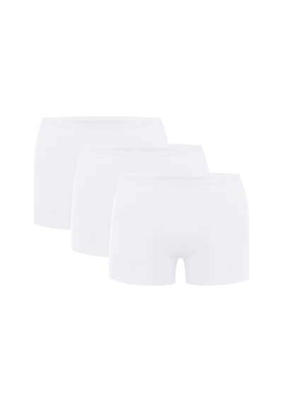 Basic Lazer Kesim Dikişsiz Kadın Boxer Külot 3'lü Paket Beyaz Beyaz