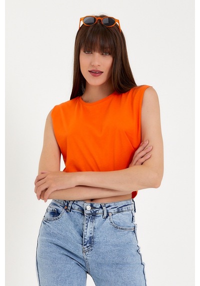 Kadın Regular Fit Crop Tişort Spr22tsk128 001