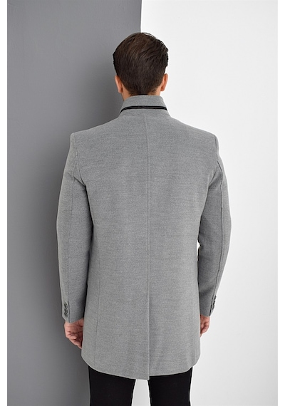 Plt8386 Dewberry Erkek Palto-Gri-Gri