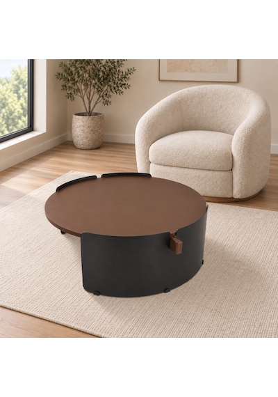 Orbit Yuvarlak Orta Sehpa Çap 90cm Mat Ceviz Ve Mat Siyah Metal Ayak 35cm Modern Tasarım Dekoratif Ceviz - Siyah Orbit Yuvarlak Orta Sehpa Çap 90cm Mat Ceviz Ve Mat Siyah Metal Ayak 35cm Modern Tasarım Dekoratif Ceviz - Siyah