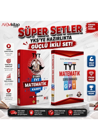 Bıyıklı Matematik 55 Günde Tyt Matematik Kampı Video Ders Kitabı Ve Gpt Soru Bankası Seti 2 Kitap