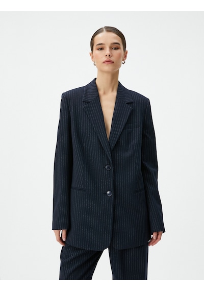 Koton Blazer Ceket Düğmeli Fleto Cepli Lacivert Çizgili 4wak50078pw 4WAK50078PW7S1 Lacivert Koton Blazer Ceket Düğmeli Fleto Cepli Lacivert Çizgili 4wak50078pw 4WAK50078PW7S1 Lacivert