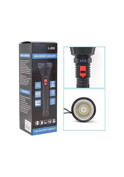 Powermaster L-826 Usb Şarjlı 3 Kademeli 500 Lümen Led El Feneri Siyah