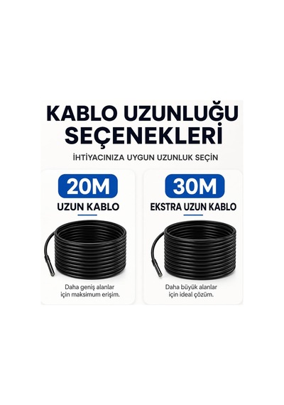 20 Metre Kendinden Ekranlı Çift Kameralı Endoskop Yılan Kamera Full Hd Tesisat Kamerası