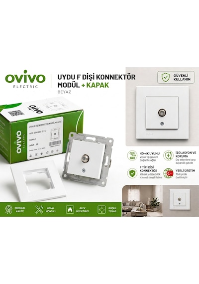 Ovivo Grano Beyaz Uydu Prizi Çerçeve Dahil
