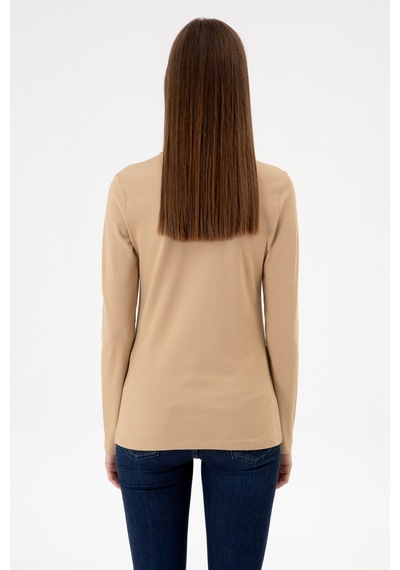 U.S. Polo Assn. Kadın Kum Basic Polo Yaka Sweatshırt 50313593-VR085