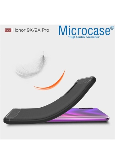 Huawei Honor 9X Brushed Carbon Kilif + Cam (Seç) 373231018