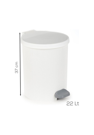 0707-1 Still 22 Litre Pedallı İç Kovalı Çöp Kovası Beyaz Yuvarlak Mutfak Ve Banyo Çöp Kovası Diğer