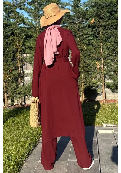 Rabia Şamlı Yaren Üçlü Takım Bordo Çok Renkli