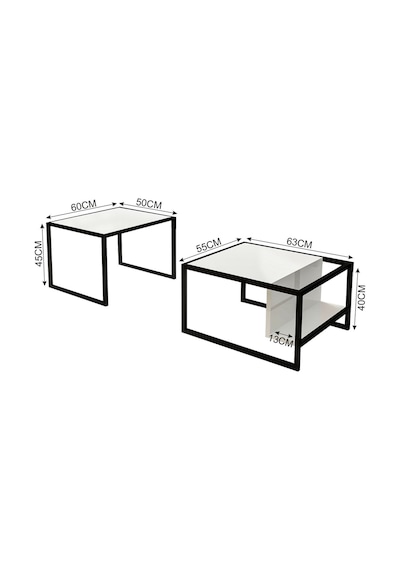 Batı Led Işıklı Tv Sehpası Ve Modern İkili Orta Sehpa Set Beyaz