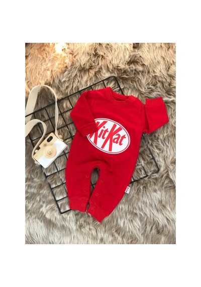Murat Baby Kit Kat Baskılı Tulum Kırmızı