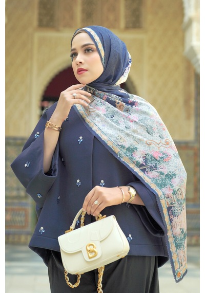 Buttonscarves Sevilla Saten Şal - Midnight Mavi