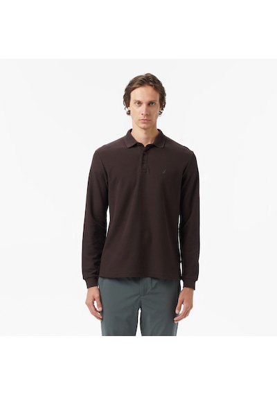Nautica Classic Fit Uzun Kollu Polo Yaka Erkek Kahverengi T-shirt, 026 K57351t Kahverengi