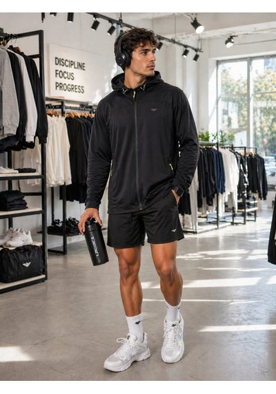 Crosstime Erkek Siyah Kapşonlu Sweatshirt