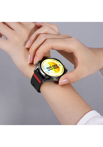 Sneezy Huawei Watch Gt 7 46mm Uyumlu Slash Örgü Desenli Sportif Silikon Saat Kordonu