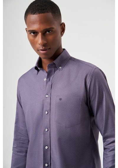 Bisse Erkek Regular Fit Paşa Yaka Spor Gömlek Lıla Gm23k232050 D44 Lila