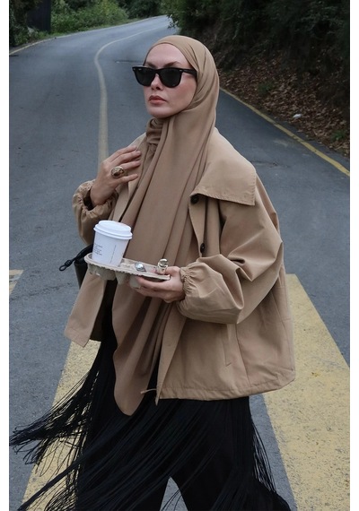 Kadriye Baştürk Omi Yaka Trençkot Camel