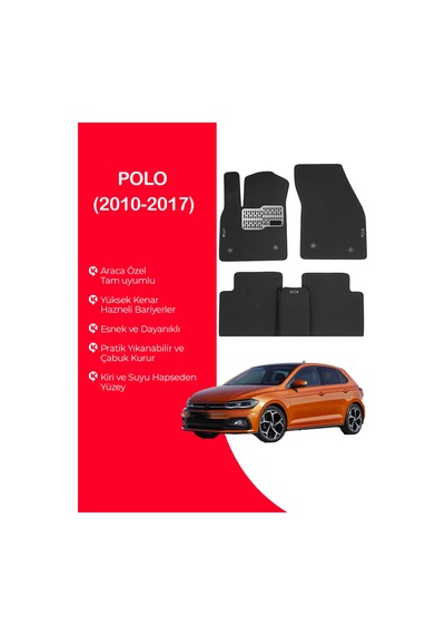 Polo 2010-2017 Uyumlu Hücreli Yüzey Eva Paspas Seti Paspas Takımı Siyah Yüzey Siyah