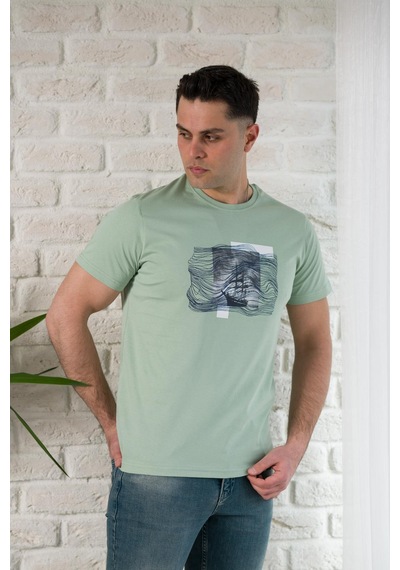 Regular Fit Pamuklu Baskı Detaylı Erkekyazlık T-shirt 001