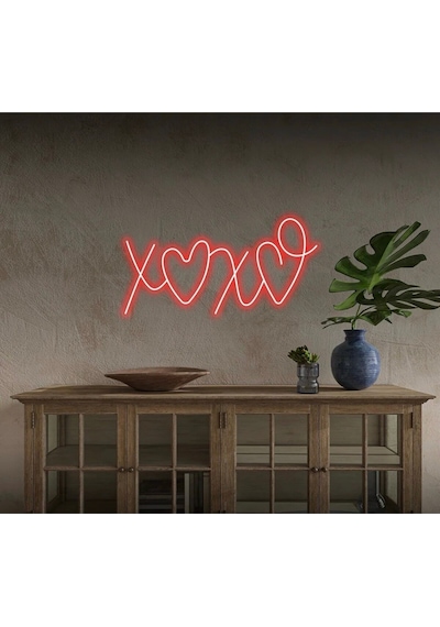 Xoxo Yazılı Ve Şekilli Neon Tabela Kırmızı