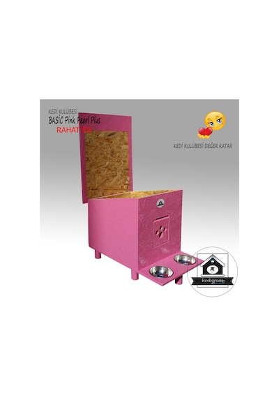 Kedigram Kedi Kulübesi Basic Pink Pearl Plus Kedi Evi Yağlı Boyalı