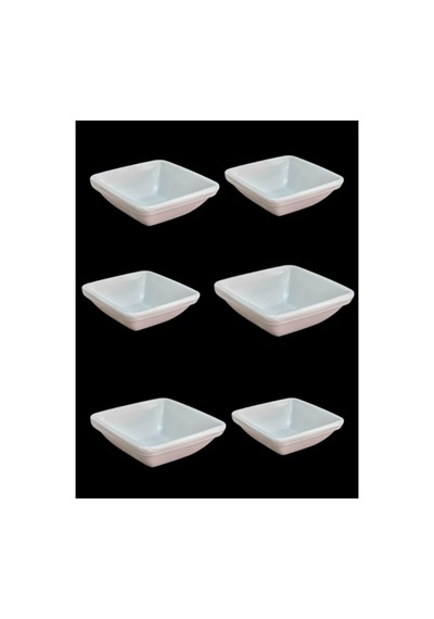 6 Adet Melamin Kare Sosluk 7x2.5 Cm Sos Ve Meze Kabı Beyaz