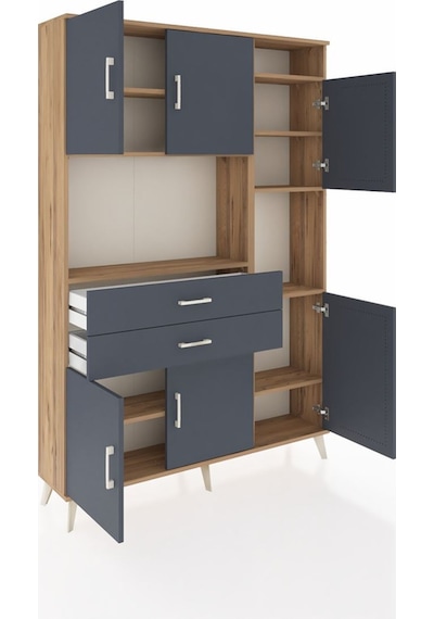 Arges Dolap 9 Raflı 2 Çekmeceli 6 Kapaklı 132x30x195 Çam-antrasit/antrasit Antrasıt/antrasıt Arges Dolap 9 Raflı 2 Çekmeceli 6 Kapaklı 132x30x195 Çam-antrasit/antrasit Antrasıt/antrasıt