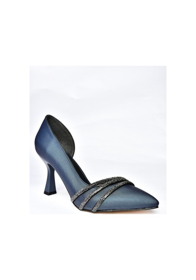 Fox Shoes P246068504 Lacivert Kumaş İnce Topuklu Kadın Ayakkabı Lacivert