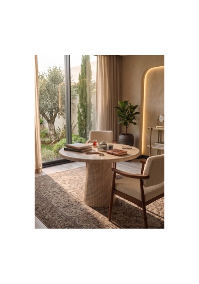 Aura Bohem 90x90 Mebran Mdf Masa / Konik Ayak Traverten Traverten