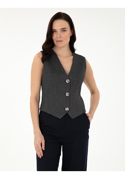 Pierre Cardin Kadın Antrasit Yelek Dokuma 50296088-vr006 Antrasit