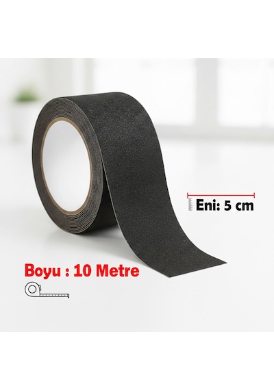 Merdiven Zemin Kaydırmaz Bant Yapışkanlı 5 Cm X 10 Metre Kaymaz Band Siyah