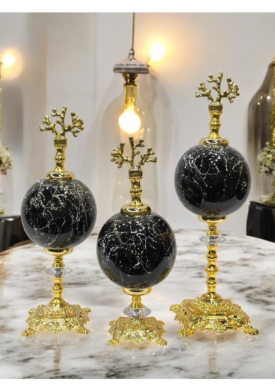 Mercan Başlı Metal Dekoratif Obje - Gold