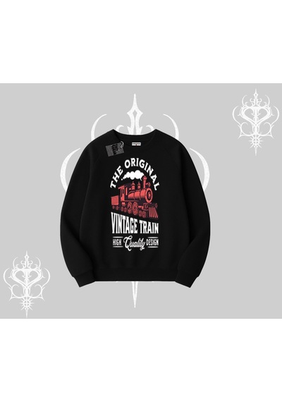 Startmore Biskilet Sweatshirt Classic Railroad Vintage Train Street Aesthetic Siyah